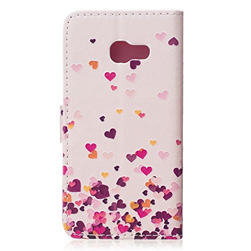 Galaxy A5 2017 Hülle,Samsung Galaxy A5 2017 Handycover,JAWSEU Schön Pink Liebe Herz Muster Pu Leder Wallet Brieftasche Cover Magnetverschluss Book Style Handyhülle Schutzhülle Ledertasche Case Cover Etui mit[Ständerfunktion] und [Kartenfächer] für Samsung Galaxy A5 2017+1xSchwarz Glitzer Bling Eingabestift-Pink Liebe Herz - 3