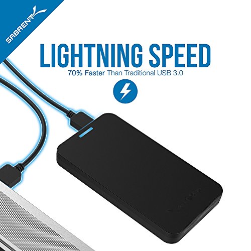 Sabrent Festplatten – Zubehör Gehäuse Werkzeugloses 2.5-Zoll SATA auf USB 3.0 externes Festplattengehäuse [Optimiert für SSD, Unterstützt UASP SATA III] Schwarz (EC-UASP) - 5