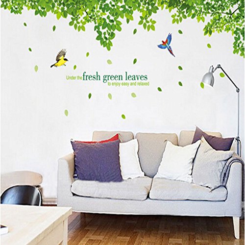 SmartLegend Abnehmbare Wandsticker Wandtattoo Größe: (90cm*60cm) x2 Home Dekoration Wohnzimmer Schlafzimmer Wald Blättern Sommer Romantik