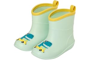 FUNCOO PLUS Baby-Gummistiefel für Jungen und Mädchen, leichte Kinder-Gummistiefel, Tier-Cartoon-Muster-Gummistiefel, Kleinkind-Regenstiefel, Gummistiefel, wasserdichte Stiefel für 1-6 Jahre