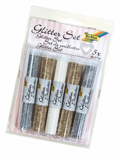 Folia 57801 - Glitter Set mit 5 Röhrchen à 14 Gramm Glitterpulver
