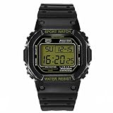 Dilwe Elektronische Uhr, Hochwertige Wasserdichte Multifunktionsuhr Modische Digitalanzeige Armbanduhr(Schwarzes Gold Weibchen)