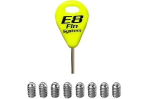 E8 Fin System - Pack de 1 Llave para Quillas, Aletas de la Tabla de Surf y 8 Tornillos de Aleta de Acero Inoxidable - Accesorios Tabla Surf