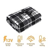Tvird Couverture Chauffante Voiture 12V,150x110cm Ultra Douce et Confortable, Fonctionnalité De La Minuterie Réchauffement, avec 2 Niveaux de Température, Protection Contre la Surchauffe, Nettoyable