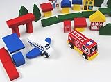 HOLZSTADT Trommel Holzbausteine 50 Teile Spielstadt 2-5 Jahre ~yx - 3