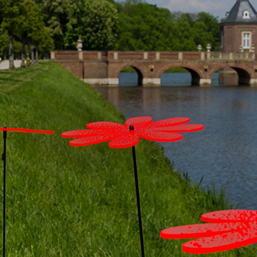 SUNPLAY Sonnenfänger „Gänseblümchen“ in ROT, 3 Stück zu je 20 cm Durchmesser im Set + 70 cm Schwingstäbe - 4