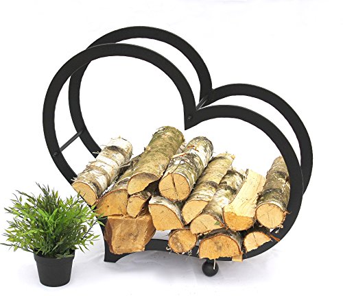 DanDiBo Kaminholzregal Herz Kaminholzständer 65 cm Holzkorb Kaminholzhalter Holzregal - 4