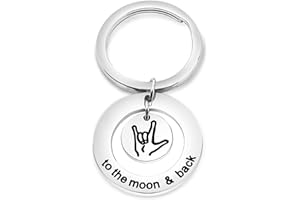 AKTAP Sign Language Jewelry The Moon And Back Keychain ASL Sign Language Gift Interpreter Gift ASL Jewelry