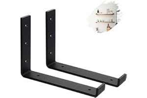 MLOQI 2 Stück Regalhalterung Schwarz, Regalwinkel Schwarz Metall, Wandhalterung Regal mit Lippen 5mm Dick 30 cm