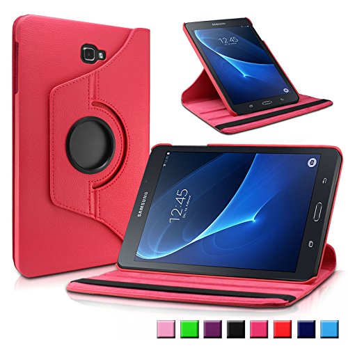 Samsung Galaxy Tab A 10.1 Hülle Case, Infiland PU Ledertasche lederhülle 360° Drehbarer Stand Smart Cover Case Schutzhülle Tasche Etui für Samsung Galaxy Tab A 10.1 Zoll (2016) Tablet-PC(mit Auto Schlaf / Wach Funktion)(Rot)