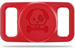 SUBORAWOS AirTag Hundehalsband Halter, Apple Airtag Katzenhalsband-Halter, Silikon Airtag-Halter für Hunde Katzenhalsband, IP68 wasserdichte Anti-Verlust AirTag Hülle (Rot)