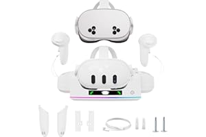 SPEEDY BEE Dock di Ricarica Compatibile con Meta Quest 3s/Quest 3, Supporto di Ricarica per Headset e Controller VR, Stazione di Carica VR per Accessori Oculus Quest 3/3S, per Scrivania e Parete