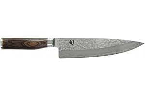 KAI Shun Premier Tim Mälzer coltello da cucina giapponese con lama di 20 cm - Nucleo VG-MAX 61 HRC, 32 strati di damasco lucidato a specchio - Manico in legno Pakka con venature marrone medio
