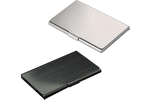 TIANNAIT Dos cajas de tarjetas de visita galvanizadas de acero inoxidable, negro y plateado, moda de alta gama, cajas de tarjetas de visita ultraligeras creativas, una buena opción para regalos