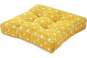 Lukery Cuscino Lounge da Esterno, Cuscini da Terra Sedia Cuscino Rilievi della Sede per Sedie da Cucina Pad Tatami per Sedie da Pranzo, Giardino, Cucina, Ufficio (50x50x10cm,giallo)