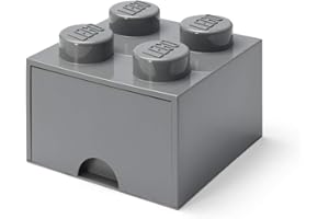 Room Copenhagen 40051754 Lego Schublade 4 Noppen, 1 Fach, stapelbare Box, 4,7 l, Dunkegrau, dunkelgrau, 4 knoppen