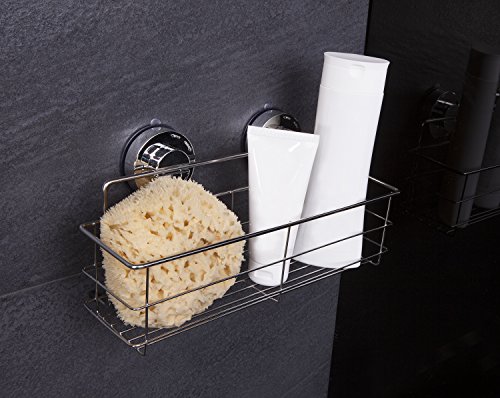 Ridder 12010200 Duschablage mit Saugnapf, ca. 300x155x105mm, chrom, Edelstahl/Kunststoff - 2