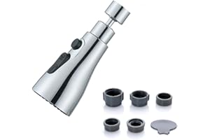 Vothen Cabezal Recambio Grifo Cocina Aireador grifo cocina, 360° giratorio grifo con 3 modos aireador filtro anti-salpicaduras, grifo hidráulico con 5 tipos de conversión Head and Accessories