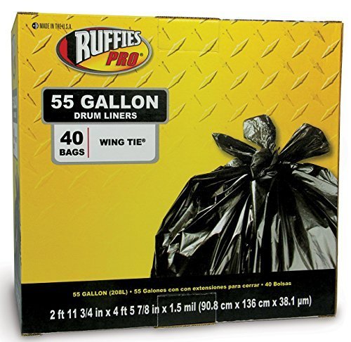 Ruffles Pro 55 Gallon Drum Liners (40 Count) 618933(RPS108A) by Ruffies Pro