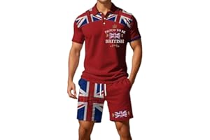 MANMANING Mens Union Jack T Shirts and Shorts Sets Summer Flag Print Casual Short Trousers Holiday Activewear Tractsuits For Men UK 2025