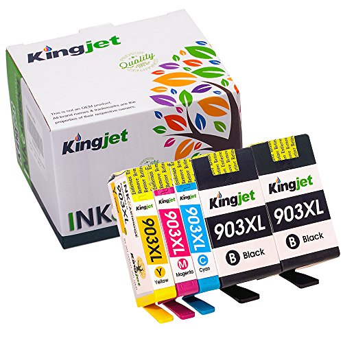 Kingjet 903XL Refill-Patronen 5 Stück hohe Kapazität Ersatz für HP 903 XL mit Füllstandsanzeige kompatibel mit HP OfficeJet 6950 6960 6970 (2 x Schwarz, 1 x Cyan/ Magenta/ Gelb) - 2