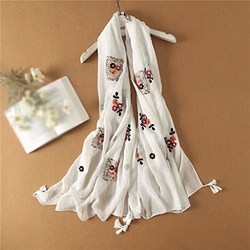 GAODUZI Ethnic Style Scarves Exquisite Hand Embroidered Shawl Natural Cotton Scarves Warm Beach Towels ( Color : J )