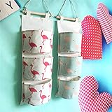 Inwagui Hängeorganizer Hängende Kombination mit 3 Tasche Wand Tür Wandschrank Speicher Beutel Baumwolltuch Hängeaufbewahrung – Flamingo A - 3