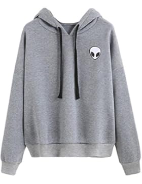 Bettydom Damen Alien Gedruckt Hoodie Pullover Mit Kapuze Neck Sweatshirt