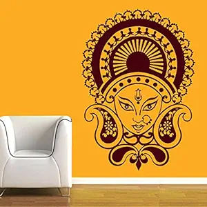 Creative Width Maa Durga Wall Sticker Decal - Burgundy