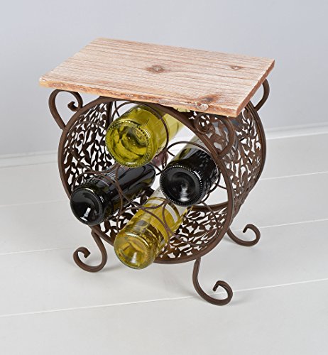 kleines Antik Eisen Weinregal + Holz Flaschenboard Shabby Vintage Look Schrank - 4