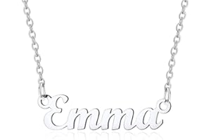 Custom4U Custom Name Necklace,Personalised Nameplate Jewellery Gifts for Women Girl Mum,Silver/Gold/Black,with 16+2''/40+5cm Chain,(with Gift Box)