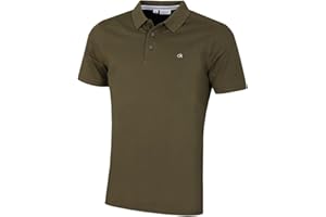 Calvin Klein Mens 2024 Campus 3 Button Ribbed Collar Golf Polo Shirt