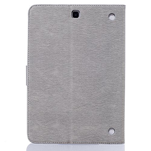 Samsung Galaxy Tab A 9.7 SM-T550 Hülle, DEENOR Stilvoll 3D Drucken Feather und Vögel Serie Brieftasche Tasche PU Leder Flip Protective Stand Tasche Schutzhülle Hülle für Samsung Galaxy Tab A 9.7 SM-T550.[Feather-Grey] - 3