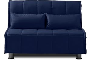 EVERGREENWEB MATERASSI & BEDS EVERGREENWEB Divano Letto 2 Posti con Materasso Piazza e Mezzo 120x190 Ortopedico, Prontoletto RICHIUDIBILE con Rivestimento SFODERABILE e Lavabile, Coppia Cuscini SUPERSOFT Abbinati color Blu EVENING