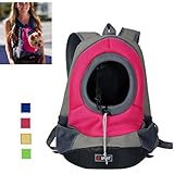 AsiaLONG Hundetasche Rucksack Atmungsaktive Haustier Rucksäcke mit Straps Netzfenster Hundetragetaschen für Kleine Hunde und Mittelgrosse Hunde Reise Umhängetasche (M, Rose)