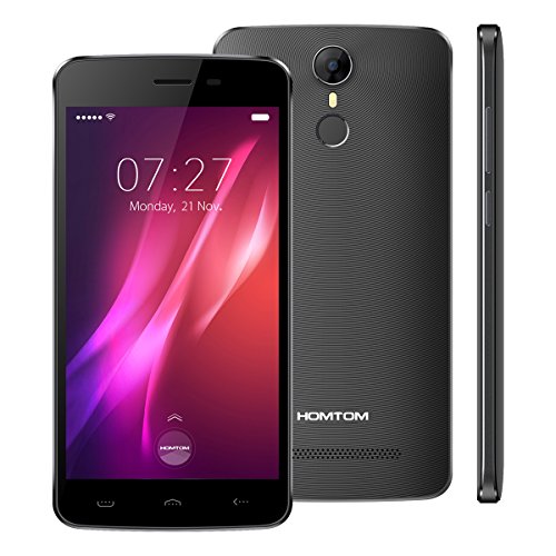 HOMTOM HT27 - 5.5 pulgadas Ultra delgado Android 6.0 Quad Core 1.3GHz Reconocimiento de huellas digitales 3G smartphone 5MP + cámara 8MP 8GB Dual SIM - negro