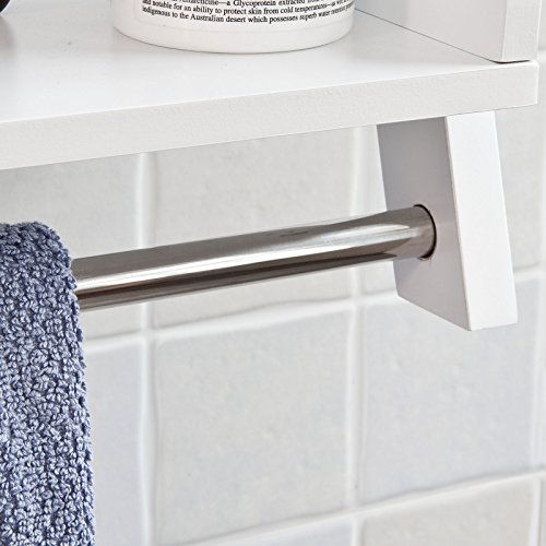 SoBuy® Wandregal,Handtuchhalter,Badregal zur Wandmontage mit 2 Ablagen und einer Stange, FRG117-W - 7