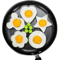 Lanker œUfs Au Plat De Moule à œUfs Frits 5Pcs Ensemble AntiadhéSif pour PoêLe à Frire Moule à CrêPes à œUfs avec PoignéE-œUf sous Forme KT31