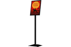 YIYO A4 Poster Stand Floor Standing Sign Holder Snap Frame Adjustable Pedestal Aluminum Sign Stand with heavy duty base, Display Notice Menu Stand for Wedding/Business Activities Display (A4, Black)