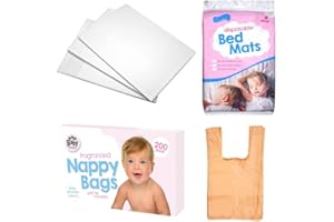 SRVERTEX Windelbeutel mit Zitronenduft und 3 Einweg-Bettmatten, saugfähig und tragbar, Inkontinenzschutz, stark und auslaufsicher, 200 Stück