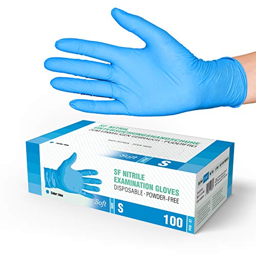 SF Medical Products Soft Nitrilhandschuhe blau puderfrei, Größe S, 10er Pack (10x100 Stück)