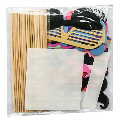 TOAOB Party Foto Fotorequisiten Fotoaccessoires für neujahr hochzeit geburtstag party abschlussfeier etc masken schnurrbart lippen brille krawatte tabakspfeife hüte bärte Photo Booth Props Set Packung mit 44 Stück - 7
