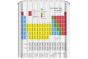 OFKPO Rideaux de Douche, Motif en Tableau Périodique des Eléments, Rideau de Douche Anti-moisissure Imperméable à l'eau, 180 cm x 180 cm