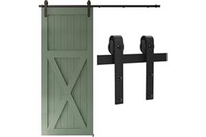 WOLFBIRD 305CM / 10FT Herraje Para Puerta Corredera Kit, Accesorios Herraje Corredera, El kit de Riel Puerta Corredera de Granero,Forma Clásica.