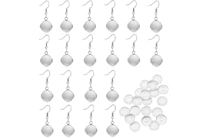 JustYit® 20pcs Earring Hooks with 20pcs 12mm Clear Glass Cabochons Drop Earrings Making Kit Earring Bezel Earring Settings - Silver