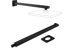 NAKIHOUSE Brausearm, 40cm Edelstahl Quadratisch Wandarm Duscharm für Regenduschkopf Wandmontage (Nein Enthalten Duschkopf）, Schwarz Duscharm