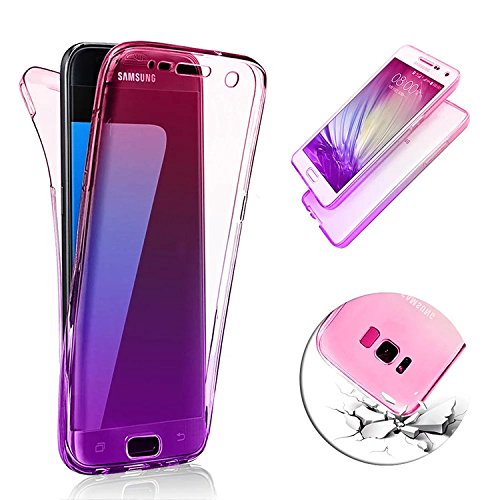 Samsung Galaxy S8 Plus Frontal Back Doble Funda de Silicona TPU  Vandot Degradado Color Ultra Delgada Slim Delantera   Trasera Funda Suave Carcasa de Gel Silicona Transparente Protective Full Body Smart Cover para Samsung Galaxy S8 Plus  Galaxy S8   SM-G9  Gradiente Rojo P  rpura