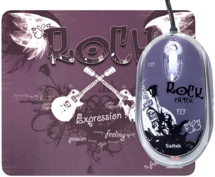 Saitek 108455 Expression Mouse ROCK Chick & Mousepad PC Mouse, PC/Mac, 2 Ways