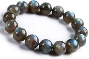 JAIPUR GEMS MART Labradorite AAA naturel foncé Bracelet extensible | 7-7,5 cm Longueur labradorite Bracelet unisexe | 10mm Perles rondes | Bracelet hommes