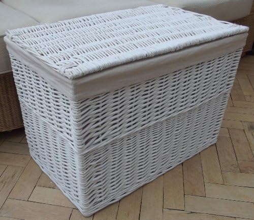 Furnitureandyourhome 145 litre White Wicker storage hamper. 3 Great sizes. Washable Lining TIDY UP YOUR HOME - Great for bedding, clothes, washing, toys, shoes. In bedroom, lounge or hallway